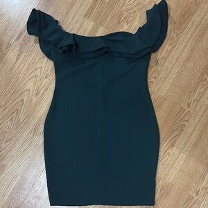 Elegant Green Off-Shoulder Dress